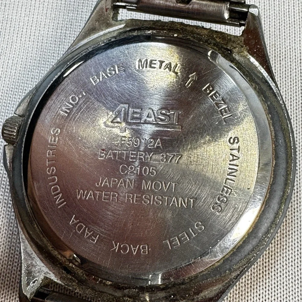 4east‎  Day/ Date Silver Tone Quartz Men's Watch